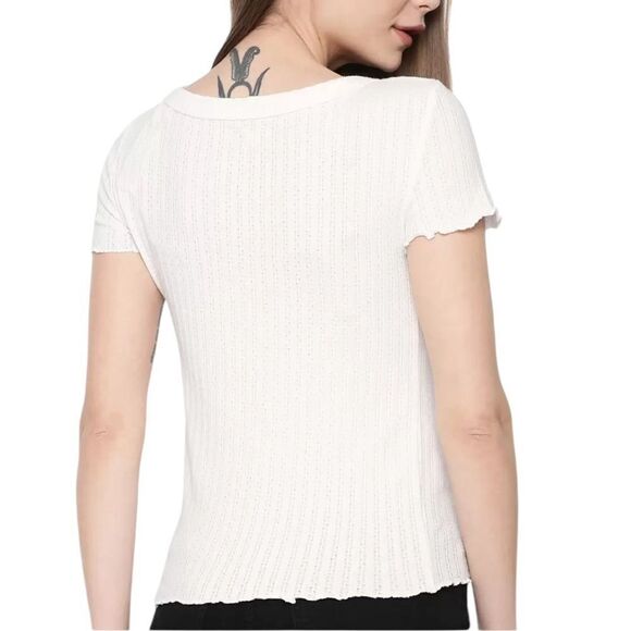 American Eagle Outfitters White Button-Detail Women's Top, Size L - Picture 3 of 8